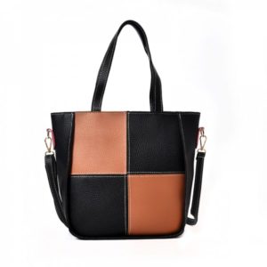 Hit Color Splicing Handbag Diagonal Shoulder Bag Four Pieces - Brown