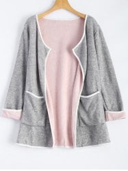 Piped Pocket Long Cardigan - Gray