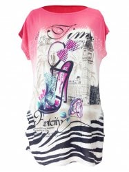 Pumps Print Loose-Fitting T-Shirt - Gray