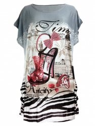 Pumps Print Loose-Fitting T-Shirt - Watermelon Red