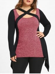 Plus Size Marled Criss Cross T-shirt - Russet-red