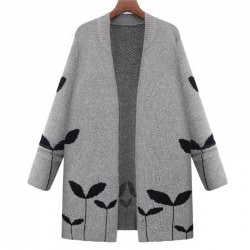 Plus Size Casual Daily Work Vintage Simple Street chic Long Cardigan - Gray