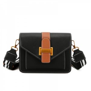 New Wave Lock Buckle Small Bag Shoulder Messenger Bag - Black-Brown