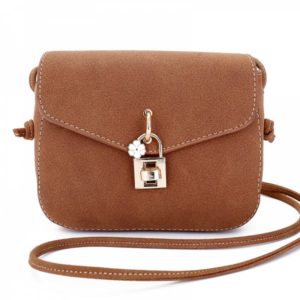 Fashion Trend Bag Lock Shoulder Messenger Bag - Brown