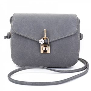 Fashion Trend Bag Lock Shoulder Messenger Bag - Gray