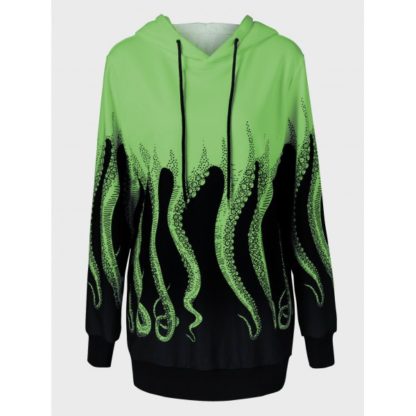 Octopus Print Plus Size Hoodie