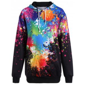 Splatter Paint Plus Size Hoodie - Black