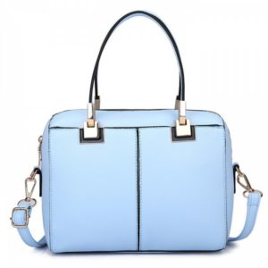 Faux Leather Metal Detailed Crossbody Bag - Windsor Blue