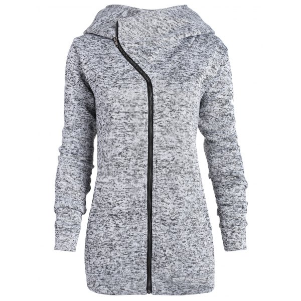 Plus Size Zip Up Long Hoodie - Heather Gray - Big and Sexy Sportswear