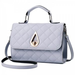 Flap Quilted Twist Lock Handbag - Gray