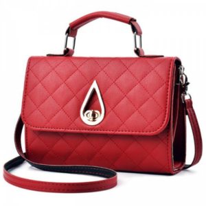 Flap Quilted Twist Lock Handbag - Red