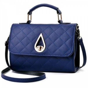 Flap Quilted Twist Lock Handbag - Blue