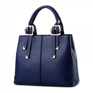 Women's Handbag Solid Faux Leather Unique Detachable Handle Versatile Bag - Deep Blue