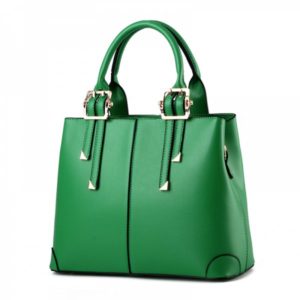 Women's Handbag Solid Faux Leather Unique Detachable Handle Versatile Bag - Green