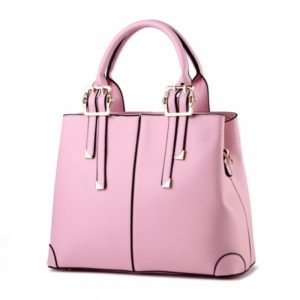 Women's Handbag Solid Faux Leather Unique Detachable Handle Versatile Bag - Pink