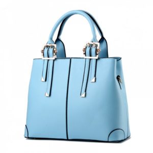 Women's Handbag Solid Faux Leather Unique Detachable Handle Versatile Bag - Light Blue