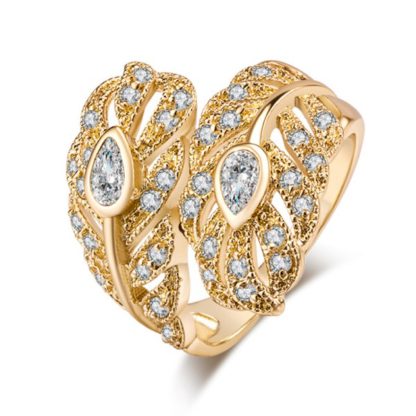 Fashion Micro-inlaid with Fine-shaped Zircon Ring - Gold