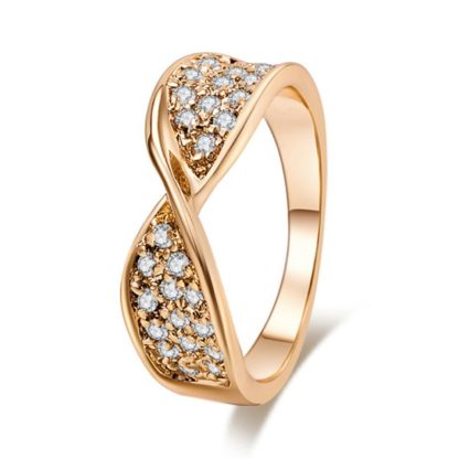 Fashion Micro-inlaid Personality Cross Real Gold Zircon Ring - Gold