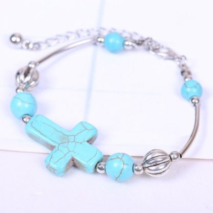 Cross Faux Turquoise Bracelet