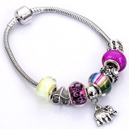 Flower Elephant Heart Butterfly Bead Bracelet - Random Color Pattern - Image 6