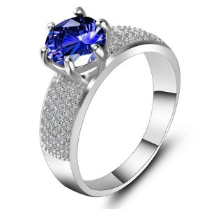 Creative Paragraph Wild Fashion Diamond Ring Zircon Ring - Blue