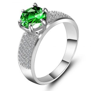 Creative Paragraph Wild Fashion Diamond Ring Zircon Ring - Green