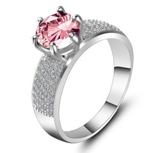 Creative Paragraph Wild Fashion Diamond Ring Zircon Ring - Pink