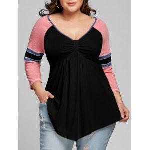 Plus Size Raglan Sleeve Empire Waist T-shirt - Black