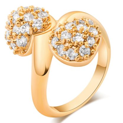 Fashion Micro-set Double-center Dislocation Ring - Gold