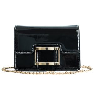 Fashion Chain Shoulder Messenger Small Square Bag - Black