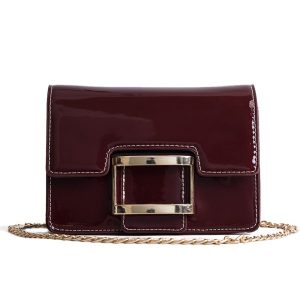 Fashion Chain Shoulder Messenger Small Square Bag - Burgundy