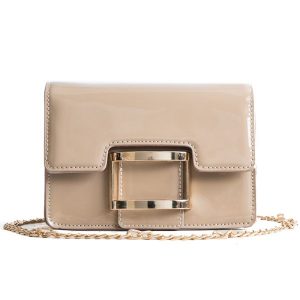 Fashion Chain Shoulder Messenger Small Square Bag - Khaki