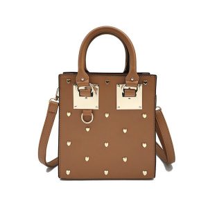 Wild Toth Simple Rivet Shoulder Messenger Bag - Brown