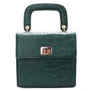 Crocodile Pattern Portable Shoulder Fashion Square Messenger Bag Female - Green