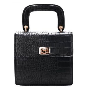 Crocodile Pattern Portable Shoulder Fashion Square Messenger Bag Female - Black