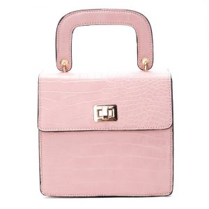 Crocodile Pattern Portable Shoulder Fashion Square Messenger Bag Female - Pink