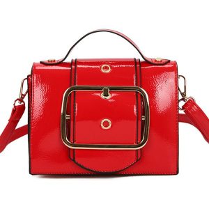 Leather Strap Leather Shoulder Messenger Bag - Red