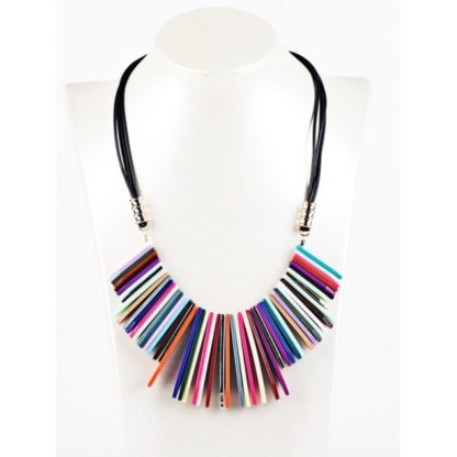 Bohemian Geometric Color Block Pendant Necklace