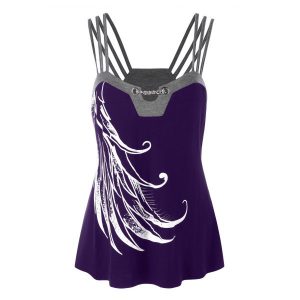 Plus Size Graphic Strappy Tank Top - Purple Iris