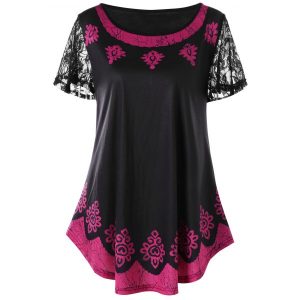 Plus Size Tribal Print T-shirt - Black