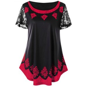 Plus Size Tribal Print T-shirt - Red