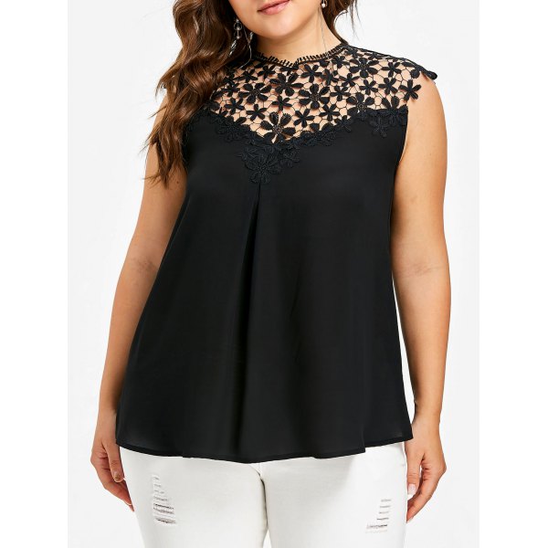 Lace Crochet Panel Plus Size Blouse - Big and Sexy Sportswear