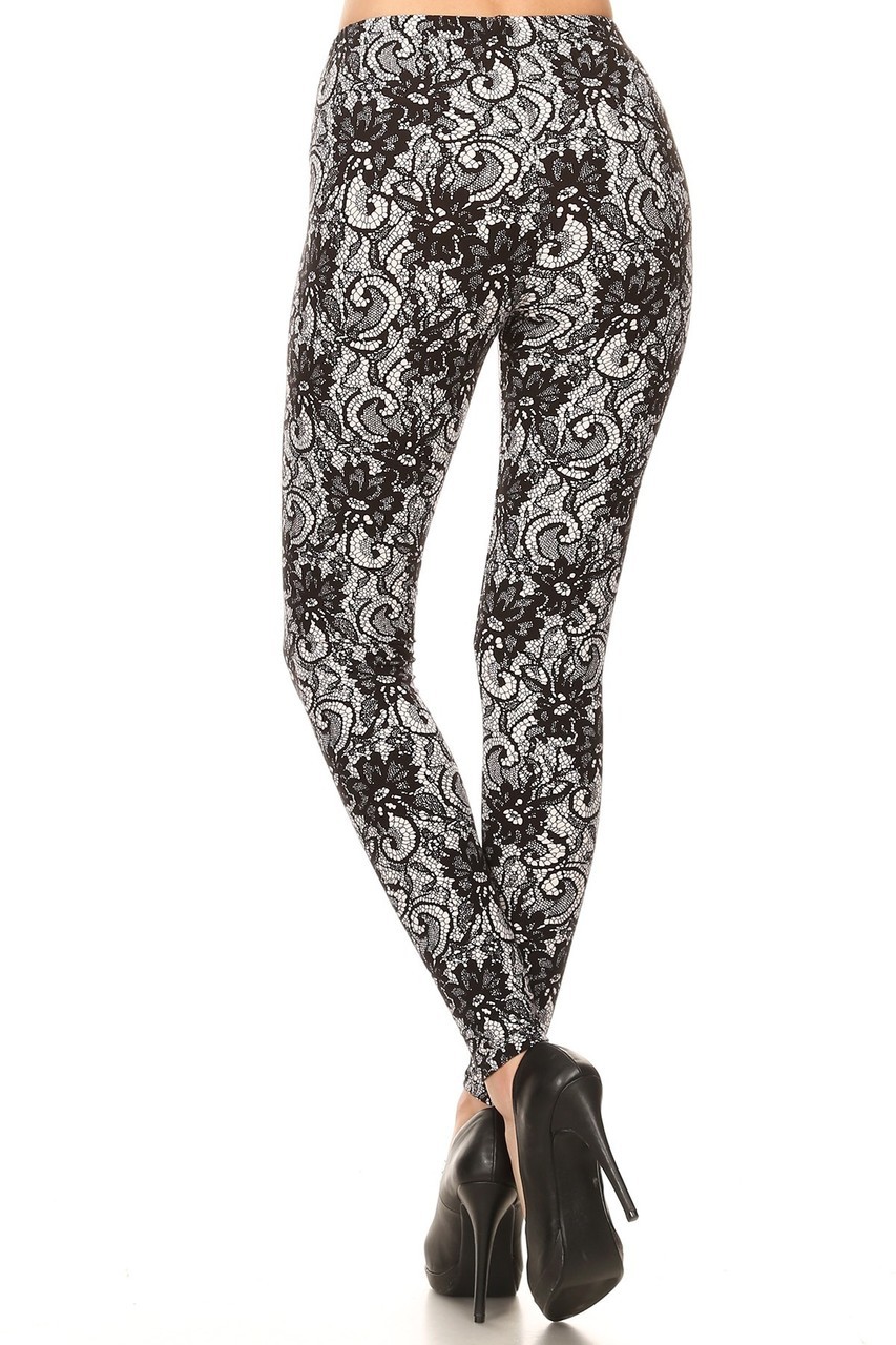 Plus Size Sexy Lace Print Leggings - 3X-5X - Big and Sexy Sportswear