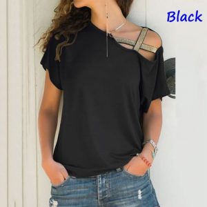 Short Sleeve Loose Female T-Shirt Plus size - Black