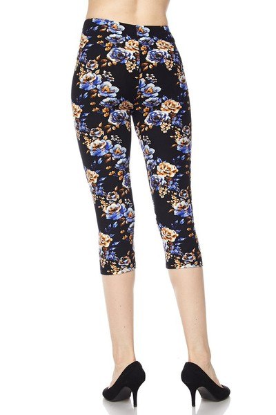 Indigo Orange Floral Plus Size Capris - Big and Sexy Sportswear