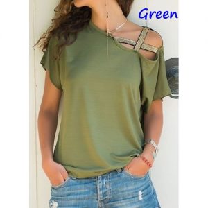 Short Sleeve Loose Female T-Shirt Plus size - Green