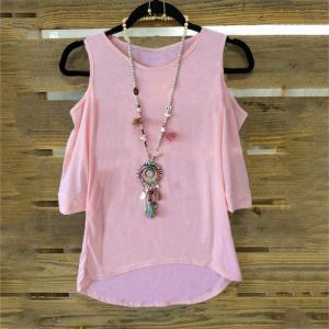 O Neck Short Sleeve Plus Size Casual Top Blouse - Pink