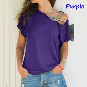 Short Sleeve Loose Female T-Shirt Plus size - Purple