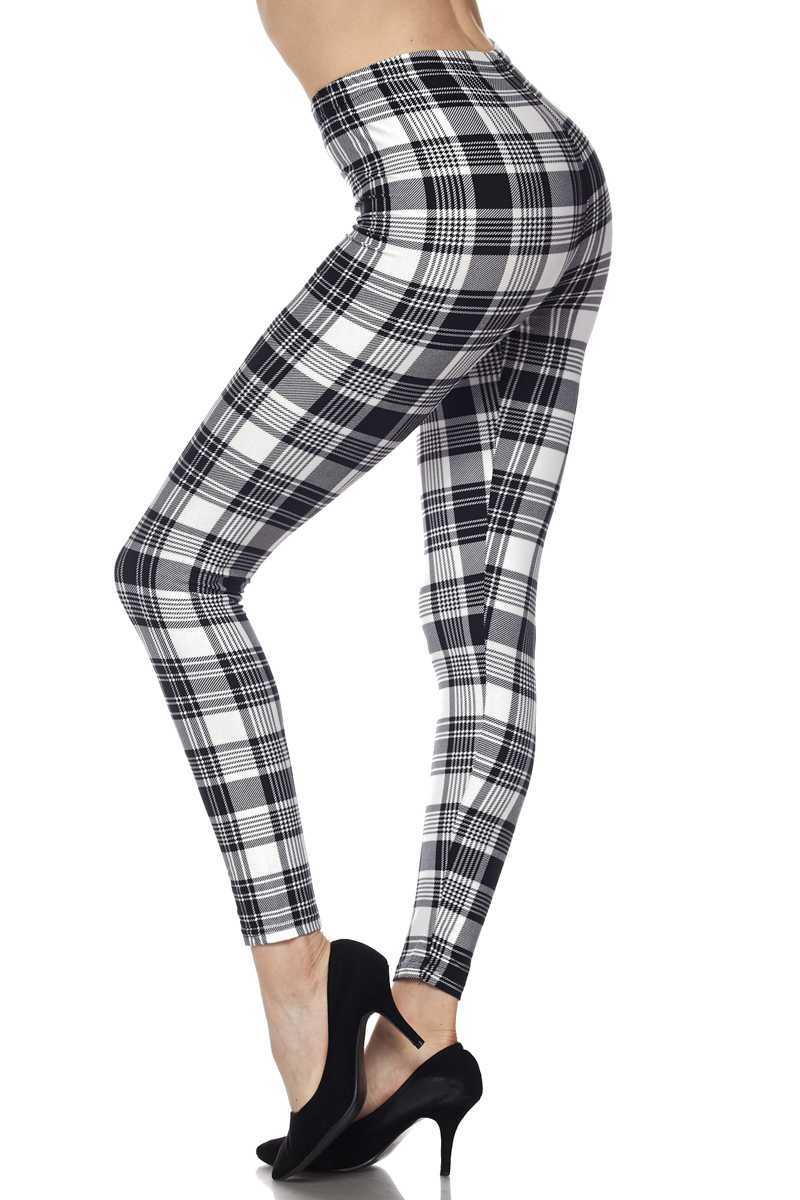 Monochrome Plaid Plus Size Leggings - 3X-5X - Big and Sexy Sportswear