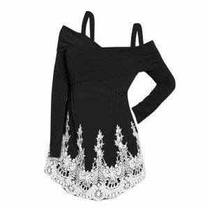 Plus Size Front Criss Cross Applique T-shirt - Black